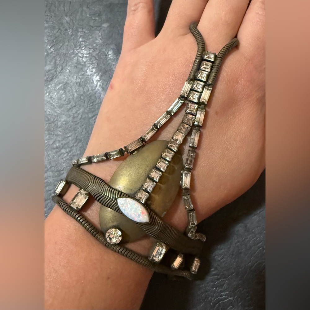 Sold Out Lionette Swavarski Crystal Brass Handmade Bracelet / Hand Piece